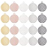 PandaHall 20 runde Filigrane Anhänger, 5 Farben Messing Hohle Charms Blume Filigrane Anhänger Metallverzierungen Für DIY Halskette Armband Ohrringe Schmuckherstellung