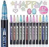 ECtury Glitzerstifte Magische Stifte, Ostergeschenke Kinder, Geschenke für Mädchen, 12 Outline Stifte Kinder Zauberstifte für Ostern Basteln Kinder, Basteln Mädchen, Mädchen Geschenke 4-12 jahre