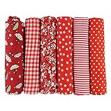 UOOOM 6 Stueck 50 x 50cm Stoffpakete Patchwork Stoffe Baumwolle tuch DIY Handgefertigte Nähen Quilten Stoff Baumwollgewebe Verschiedene Designs (Rote)