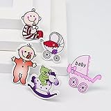 Baby-Holzknöpfe, verschiedene Verzierungen, 10 verschiedene Designs, Scrapbooking, Basteln, flache Rückseite