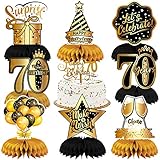70 Geburtstag Deko Mann, 9 Stück Gold und Schwarz 70. Geburtstag Bienenwabe Mittelstück Tischdekoration, 70. Geburtstag Tischdeko Tischaufsätze für Männer Frau 70. Geburtstag Party Dekorationen