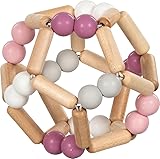 goki baby 65344 - Greifling Ball aus Holz und Silikon für Babys – Made in Germany, Rosa, Mädchen, Natürliches Motorikspielzeug zur Förderung des Greifreflexes und der Sprachentwicklung, ab Geburt