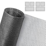 AXFEE Fliegengitter Fenster, 130 x 150 cm, Fiberglas-Fliegengitter Gewebe, Insektenschutz Moskitonetz & UV-Beständig, Schneidbar DIY Insektengitter ohne Bohren für Fenstern Türen (Schwarz)