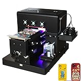 Furvveerr A4 Drucker UV Halbautomatisch Multifunktionaler Printer A4 UV Tintenstrahl-Multifunktionsgeräte Schwarz,für Telefonhüllen,Metall,Holz Druck Enthält Tinte