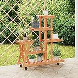 Mehrstöckig Pflanzenregal mit Rädern, Blumenständer mit Ablagen, Pflanzenständer Blumenregal Balkon Blumentreppe Pflanzentreppe für Indoor & Outdoor, 95x25x101 cm