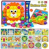 Japace Mosaik Steckspiel ab 2 Jahre, Kinderspiel zum Farbenlernen, 20 Karten und 46 Steckperlen Kinderspiele Vorschulspiel Bunte Zuordnungsspiel Geschenk für Jungen Mädchen 2, 3, 4 Jahre Kinder