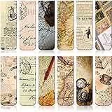 12 Stücke Vintage Stil Magnetisch Lesezeichen Sortiert Farben Magnet Seitenmarkierungen Magnetische Lesezeichen Seitenclip Markierungen für Schüler Leser, Haus Büro Bedarf, 12 Designs