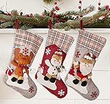 ilauke 3er Weihnachtsstrümpfe Nikolausstiefel, 46cm Nikolausstiefel zum Befüllen Nikolausstrumpf Personalisiert für Weihnachtsdeko,Weihnachtssocken Kamin Christmas Stockings für Weihnachten Geschenke