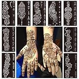 Henna Stencils kit 9 Sheet Henna Tattoo Kit, ReusableStickers for Hand Forearm Indian Arabian Self Adhesive Tattoo Templates