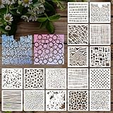 16 Stück Malerei Schablonen, 6×6inch Welle Stein Crackle Malschablonen Textilgestaltung Schablonen Wandgestaltung Malerei Schablonen für Möbel Polsterung Wände Karten Leinwand