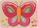 goki 57305 – Schichtenpuzzle Schmetterling – 5-lagiges Puzzle für Kleinkinder aus Holz