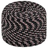 vidaXL Bootsseil Ankerleine Festmacher Tauwerk PP Leine Seil Tau Polypropylenseil Geflochten Flechtleine Schwarz 10mm 25m Polypropylen