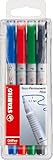 Folienstift - STABILO OHPen universal - wasserlöslich fein - 4er Pack - grün, rot, blau, schwarz