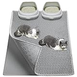 Garoopion Katzenklo Matte, 90x76cm EVA Katzenstreu Matte, Waben Katzenmatte katzenklo, Doppelte Schichte, Grau,1 Seite Verbunden