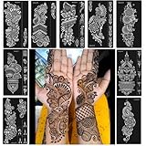 9 Sheet Henna Tattoo Kit, Reusable Henna Stickers for Hand Forearm Indian Arabian Self Adhesive Tattoo Templates