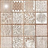 cobee Schablonen Textilgestaltung, 16 Stück Schablonen Wandgestaltung Schablonen Malen Wiederverwendbare Zeichenschablone Kleine Waschbar Schablone 15 X 15 Cm Schablonen Auf Holz Und Wänden (Weiß 2)
