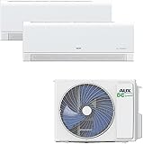 AUX A++ Klimaanlage Set Multi Split 18000 BTU (5,3 kW) - Außengerät + 2× Wandgerät 9000 BTU mit WLAN - R32 Kältemittel - Mattweiß - leise Klimaanlage für 2 Räume, Büro & Schlafzimmer