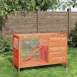 Xichuzi Kaninchenstall Braun 103x44x69,5 cm Massivholz Kiefer Hasenstall, Hasenkäfig, Doppelhausninchenställe,Tierhaus, Kleintierstall, Kaninchenhaus, Haustierstall, Kaninchen Häuser - 172296