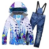 GBZIJIE Schneeanzug Winter Warme Frauen Skianzug Winddicht Wasserdicht Snowboard Outdoor Sport Tragen Skifahren Jacke + Hosen Camping Reiten Super Warme Kleidung Set(6,XL)