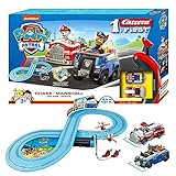 PAW Patrol Carrera First Rennbahnset | Chase & Marshall | 2,4m Strecke | Kreisel für extra Spielpaß | Ab 3 Jahren | Batteriebetrieben