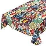 Wachstuchtischdecke abwaschbar Garten Tischdecke Wachstuch Rund Oval Eckig Indoor Outdoor Retro Cafe USA Amerika Style 100x140cm