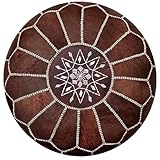 ALMADIH marokkanische Echtleder Sitzkissen BV gefüllt geliefert Robustes Leder Traditionelle Handarbeit orientalische Ottoman Sitzsack Sitzpouf Bodenkissen Fußhocker Lederkissen (Pouf Vintage braun)