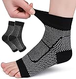 2 Paar Kompressionsstrümpfe Damen Herren Orthopädische Kompressionssocken für Die Nacht Soothe Socks Neuropathie Hochwertiges Neuropathie Socken Zehenfreie Socken mit Fußgewölbestütze (S/M Schwarz)