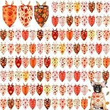 Chunful Herbst-Hundehalstücher mit Kürbismuster, Dreieckstuch für kleine und große Hunde, Kostümzubehör (25,6 x 17,7 x 17,7 cm), 100 Stück