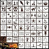 OOTSR 60stk Halloween Schablonen Set,7.6cm Wiederverwendbar Malschablonen Stencil Schablonen Txtilgestaltung Airbrush Schablone Holz Wand Deko