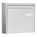 BURG-WÄCHTER Briefkasten ohne Zeitungsfach mit Namensschild, Rostfreier Edelstahl, Einwurf-Format DIN C4, 2 Schlüssel, Borkum 3877 Ni
