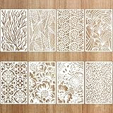TIESOME Schablonen Malen, 8 Stück Schablonen Textilgestaltung Wiederverwendbar Kunststoff Stencil Schablonen für Airbrush Schablonen Textil Schablonen Malschablonen DIY Handwerk Wand Boden Dekoration