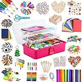 Drookaen Bastelkoffer Kinder, 3000+Stück DIY Bastelset Kinder, Bastelzubehör Bastelmaterial Scrapbooking, Bastelbedarf für Kinder Bastelset Mädchen Jungen 4 5 6 7 8 Jahre Geschenk