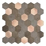 d-c-fix Wandfliese Premium Metal and Stone Hexagons (29 x 28,8 cm) - Klebefliese für Küche, Bad & Küchenrückwand – selbstklebend & wasserdicht