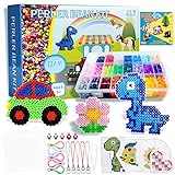 Royouzi 6000 Bügelperlen Set, 24 Farben Bügelperlen mit 4 Bügelperlen Platten, 96 Muster Bügelpapier und Anhänger, DIY Bügelperlen Set für Kinder Geschenk