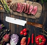 Generisch SATKLEE Wood Craft Nakiri Japanisches Kochmesser Küchenmesser - Klingenlänge 18 cm Extrem Scharf Klinge, Profi Chefmesser mit Walnussholzgriff