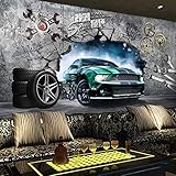 MGQSS 3D Wandbild selbstklebende Tapete Sportwagen Auto 3D Kinderzimmer Tapete Poster Fototapete Junge Mädchen Schlafzimmer Raumdekoration Umweltschutz(B)300x(H)210 cm