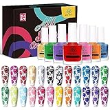 BORN PRETTY Nail Art Stamping Polish Stampinglack Set Rot Blau Gelb Stamping Lack Nagellack Farben Nagellack Stempeln Colourful Manicuring Plate Printing Polish Varnish 24 Farben Set