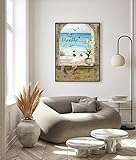 YAASIMOULE Poster Strandhaus und Schildkröte einfach atmen Wandkunst Wohnkultur
