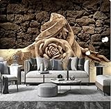 kfjhgbdshhj 3D Rose Blume Stein Tapete Schlafzimmer Wohnzimmer 3D Tapete 400 * 280 cm