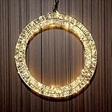 Metall Lichtkranz Silber 30 cm warm weiß mit Timer - 150 LED - Weihnachtsdeko Hängekranz für Innen batteriebetrieben - Deko Beleuchtung Weihnachten Advent Türkranz beleuchtet