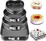 Sadodo Kuchenform – Packung mit 4 Kuchenformen zum Backen, 20/22/24/26 cm, Springform für Käsekuchen, Backwaren, runde Herzbackformen für Restaurants, Zuhause und Küche (4 Stück, verschiedene Formen)