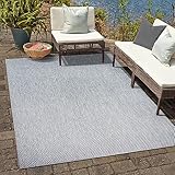 SANAT Melissa Outdoor Teppich Wetterfest - Balkon Teppich Wasserabweisend - Teppich für den Innen und Außenbereich, Terrasse, Garten, Wohnzimmer oder Küche - Hell Grau, 120x170 cm