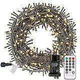 Lichterkette Strom 25M 200 LED mit Fernbedienung Timer Merkfunktion Steckdose IP65 Wasserdicht für Innen und Außen,Niederspannung, Warmweiß für Party, Weihnachten, Garten