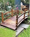 Rustikale Holzbrücke für den Garten, 1,4 m lang, kleine dekorative Teichbrücke mit Seitenschienen für Hof, Gehweg, Landschaft