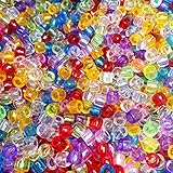 Lnvision 1000 Stück Transparent Pony perlen mit Zum Auffädeln Großes Loch 6x8mm Bunte Perlen Bastelperlen Mischfarbige Perlen für Halsketten Armbänder Schmuckherstellung