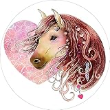 Essbarer Tortenaufleger Pferd mit rosa Herz // Kuchendekoration Pferde, Pferdegeburtstag // 20cm (Oblatenpapier)