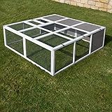 Miweba MyAnimal Hasenstall MH-06 | 180x180x60 cm - Kaninchenstall mit Freilaufgehege - Hasenkäfig - Vollholz imprägniert - Kaninchenkäfig Winterfest - Indoor und Outdoor (Grau/Weiß)