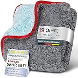 Glart Poliertuch Auto Trockentuch - Premium Mikrofasertuch Auto für Autopolitur, Scheiben & Cockpit - 60x40cm Mikrofasertuch zum kratzfreien Trocknen & Auto polieren - Mikrofaser Trockentuch rot