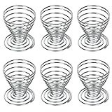 TRIXES 6 x Eierbecher aus rostfreiem Edelstahl Draht Spiralfeder - Metallic-Look für zu Hause, im Hotel oder der Gastr