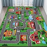 AKUNRUG Auto-Spielteppich für Kinder, Auto-Spielmatte, Stadt, Straßenkarte, Kinderspielteppich für Spielzimmer, extra groß, Kinderspielteppich für Spielzimmer, Schlafzimmer, Wohnzimmer (150 x 200 cm)
